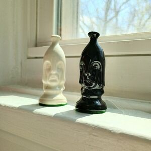 ♟️ GOTHIC DECOR ♟️ VTG, Mid-Century Modern, glazed ceramic Bishop chess pieces